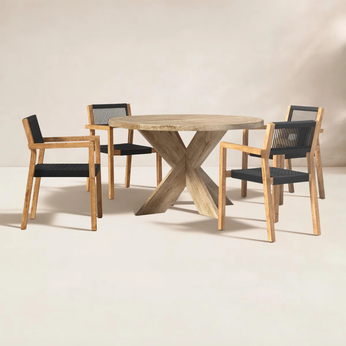 Morones Round Reclaimed Teak 4 Person Indoor Outdoor Dining Set | Wayfair North America