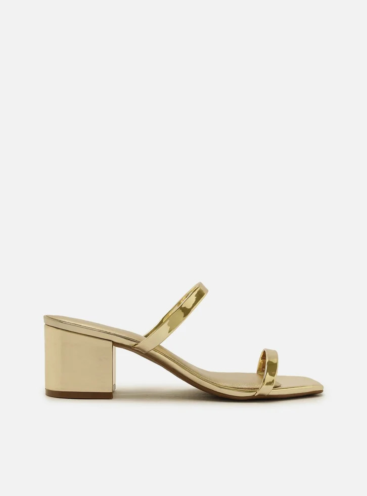 Sandália Dourada Arezzo Salto Bloco Aberta Glam | ZZ Mall (BR)