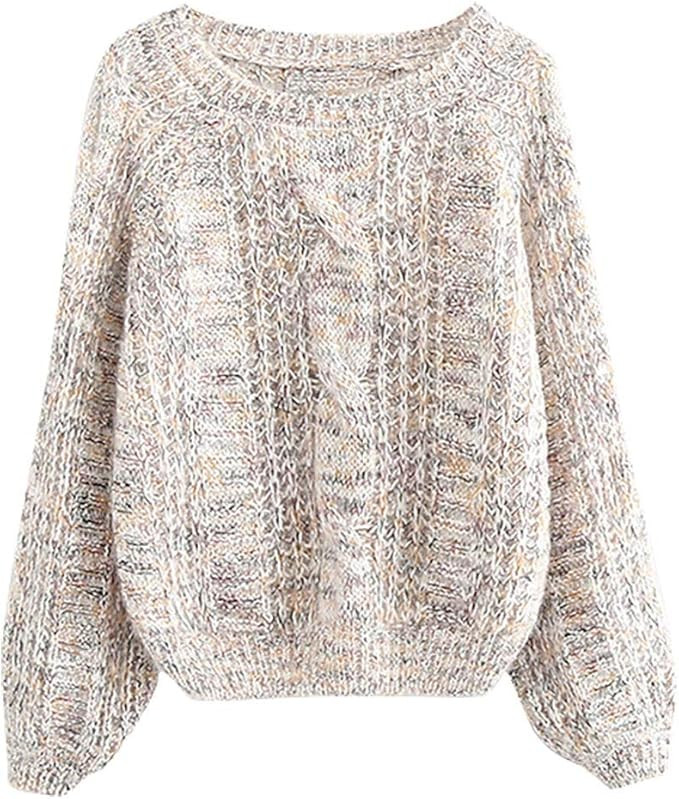 Sauahy Ladies Tops for Womens Long Sleeve O-Neck Sweater Loose Pullovers Winter Casual Fashion Sw... | Amazon (US)