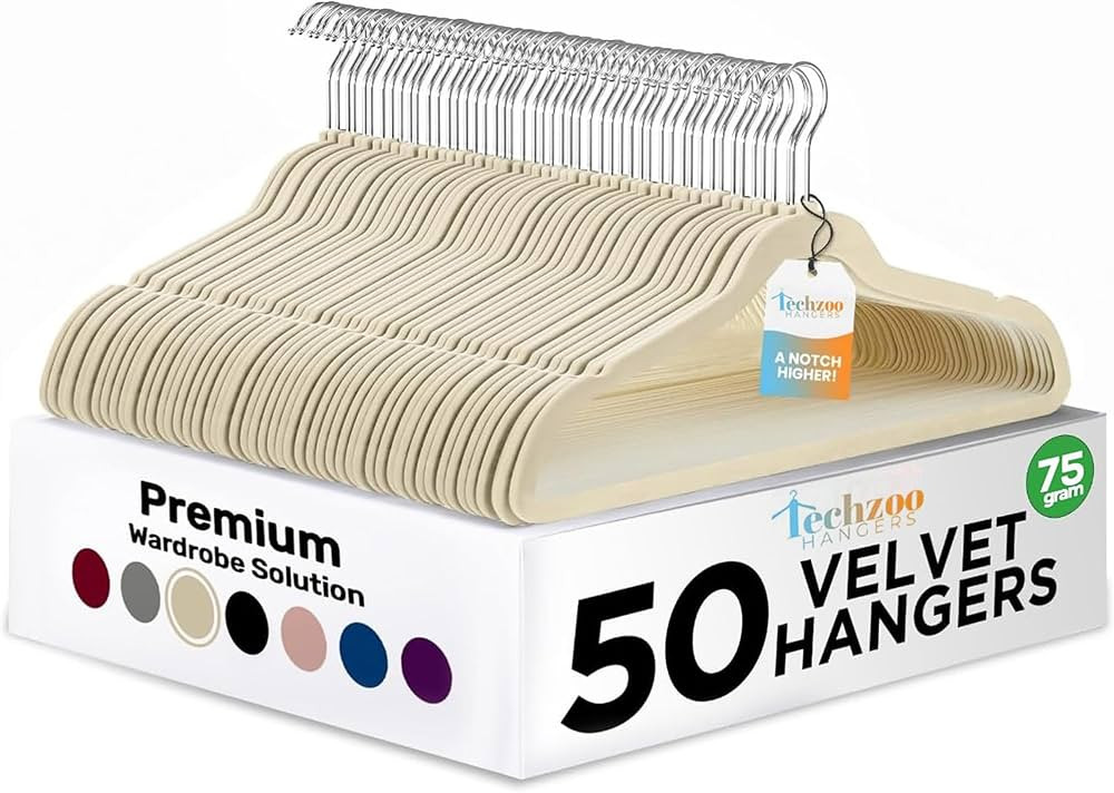 50 Pack New Premium Quality Velvet Hangers Ultra Thin Non Slip Adult Felt Space Saving Hangers fo... | Amazon (US)