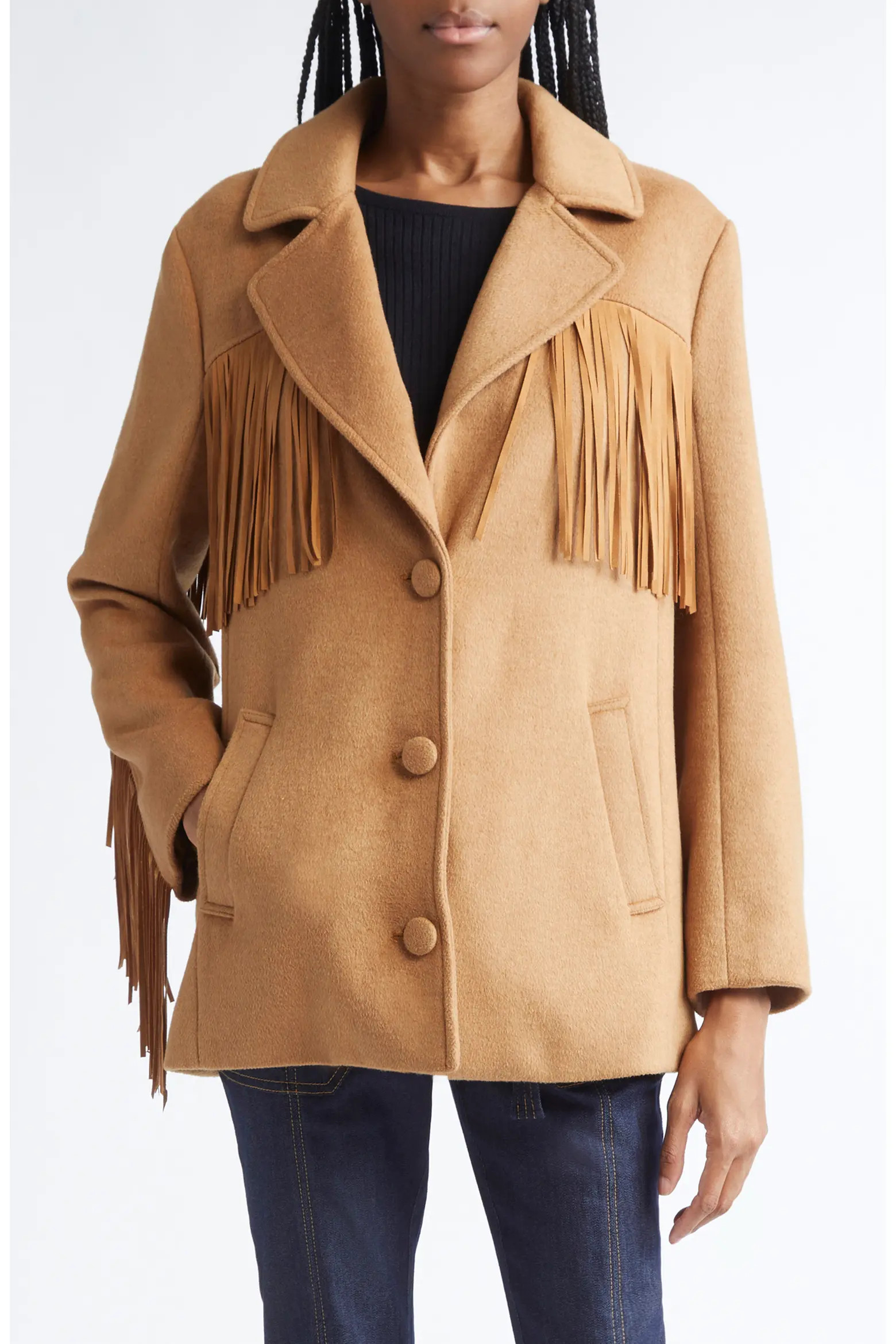 Cinq à Sept Keeley Fringe Trim Coat (Women) | Nordstromrack | Nordstrom Rack