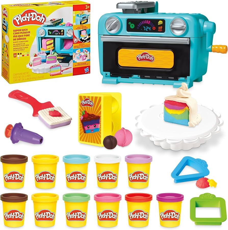 Play-Doh Super Slice Cake Playset, Toy Oven with Play Kitchen Accessories & 11 Modeling Compound ... | Amazon (US)