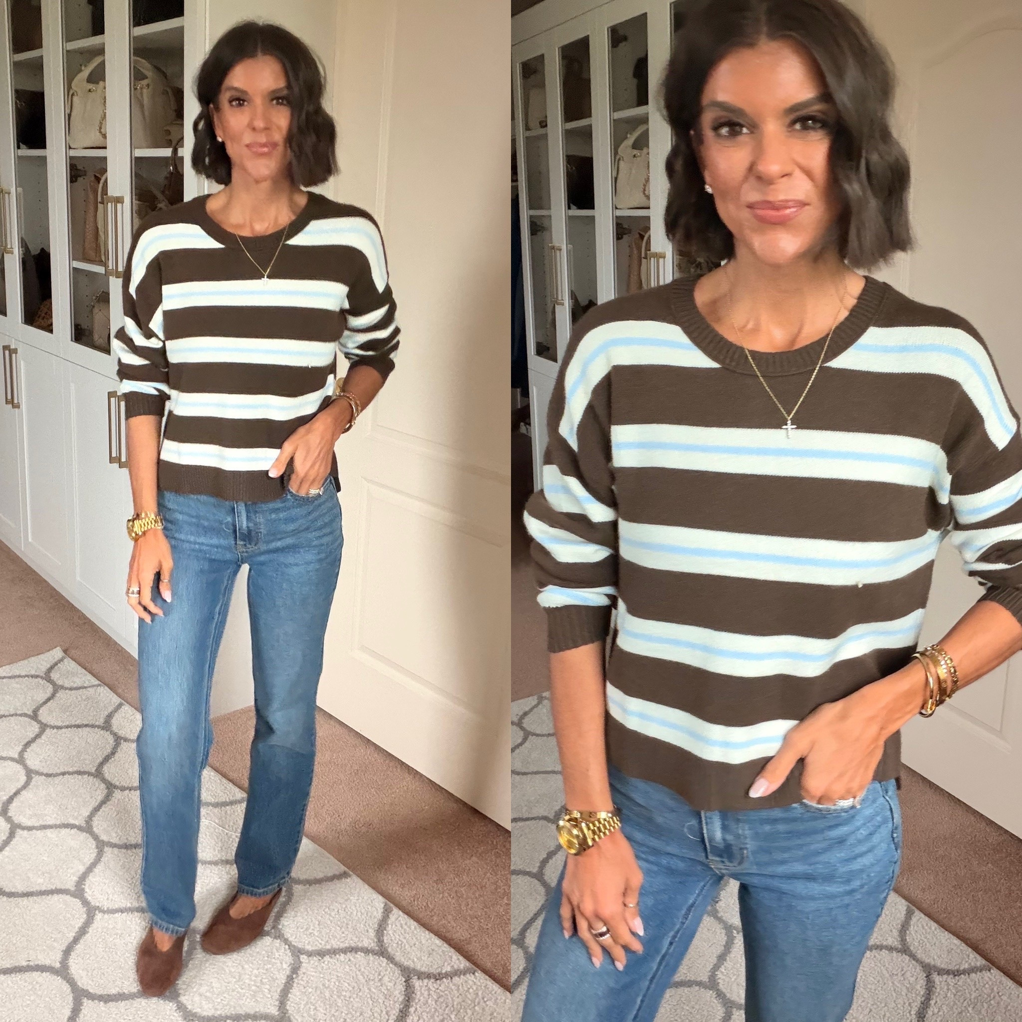 Absolutely love this $14 Walmart sweater! Size xs 
Size 0 in jeans
