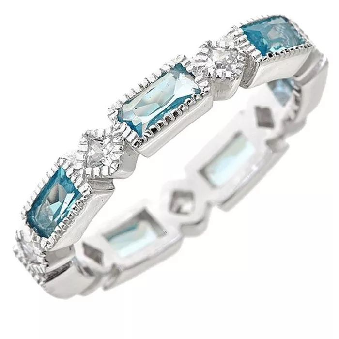 SHINE by Sterling Forever Sterling Silver Blue Topaz CZ Victorian Band Ring | Target