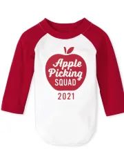 Unisex Baby Matching Family Long Sleeve Apple Picking Graphic Bodysuit | The Children's Place | The Children's Place