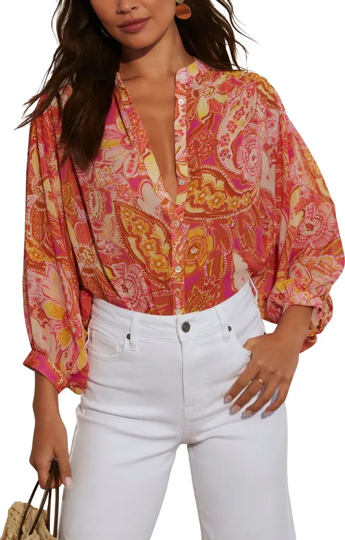 Maggie Floral Chiffon Button-Up Shirt | Nordstrom