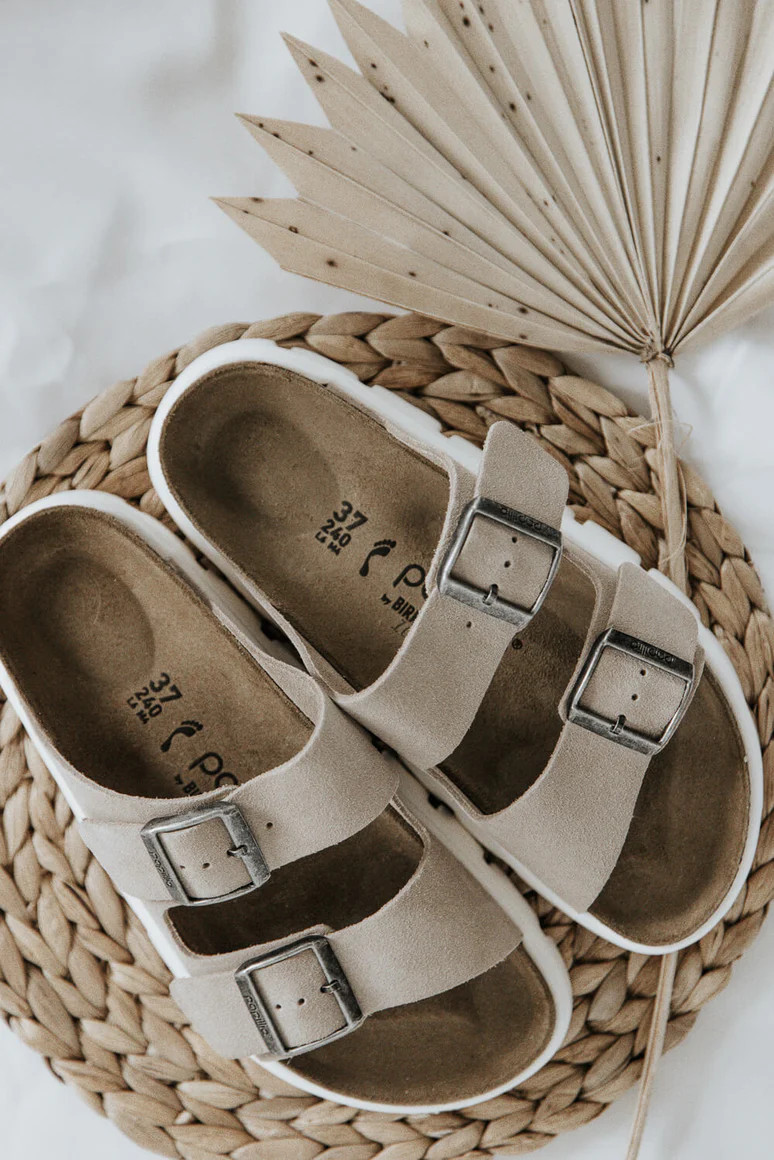 Papillio by Birkenstock Arizona Chunky Suede Sandals for Women in Sand Brown | Glik's