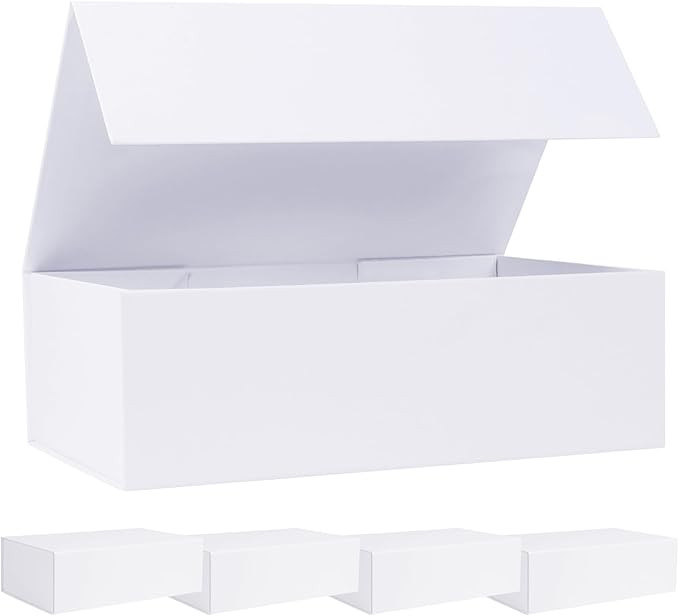 White Gift Box with Magnetic Lids 13.8x8.3x4.4 in, Large Bridesmaid Groomsman Proposal Boxes 5 Pa... | Amazon (US)