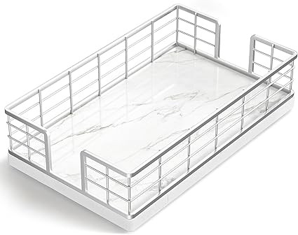 Wican Marble Guest Towel Holder Tray for Bathroom, Napkins Holder for Powder Room Dinning Table W... | Amazon (US)