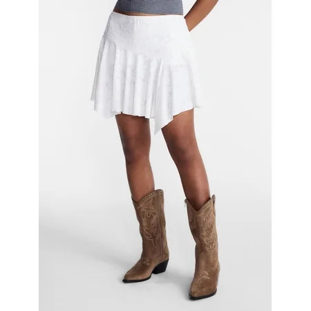 No Boundaries Asymmetrical Mini Lace Skirt, Women's XXS-XXL | Walmart (US)