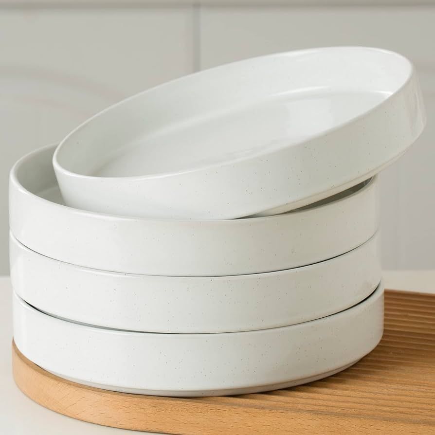 famiware Nebula Pasta Bowls for 4, 8.75" Salad Bowl Sets, Large Wide Bowls for Serving Dinner, Wh... | Amazon (US)