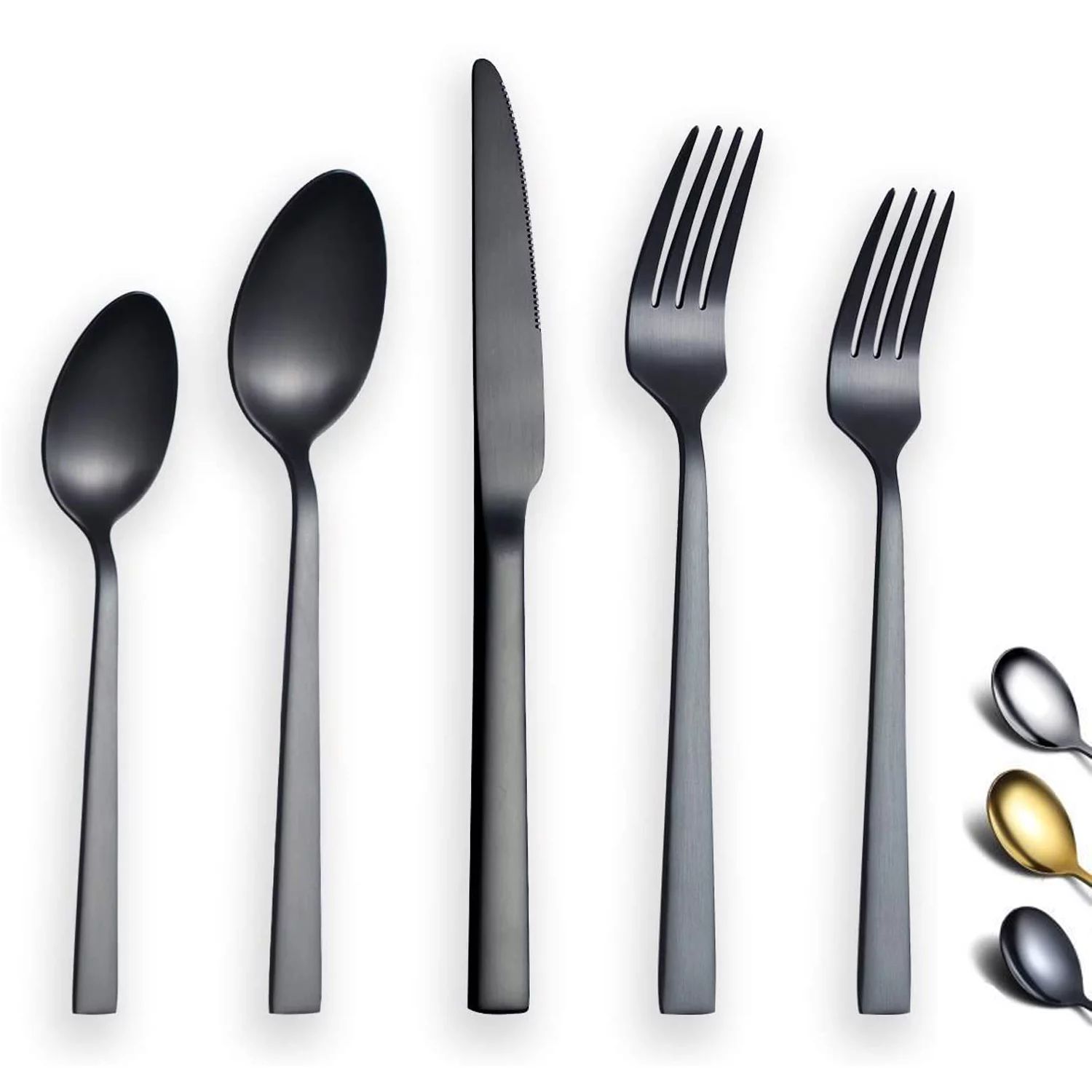 ReaNea 20-Pieces Matte Black Silverware Set Stainless Steel Cutlery Flatware Set, Set Service for... | Walmart (US)