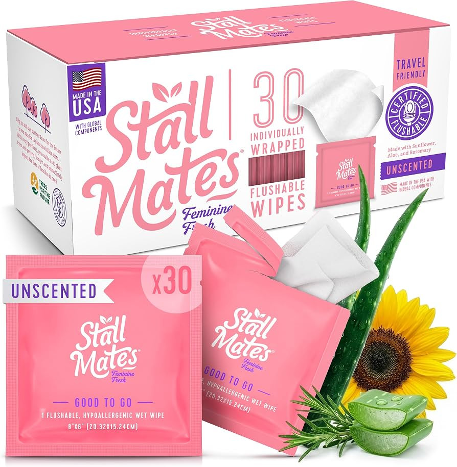 Stall Mates Feminine Fresh - Flushable Wipes, Individually Wrapped Cleansing Travel Friendly PH b... | Amazon (US)