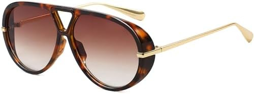 Trendy Oversized Aviator Sunglasses for Women Men Retro Big Round Shield Sun Glasses Vintage Shad... | Amazon (US)