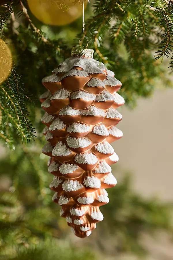 Snowy Pinecone Glass Ornament | Anthropologie (US)