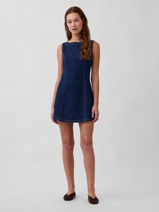 Denim Boatneck Open-Back Mini Dress | Gap (US)