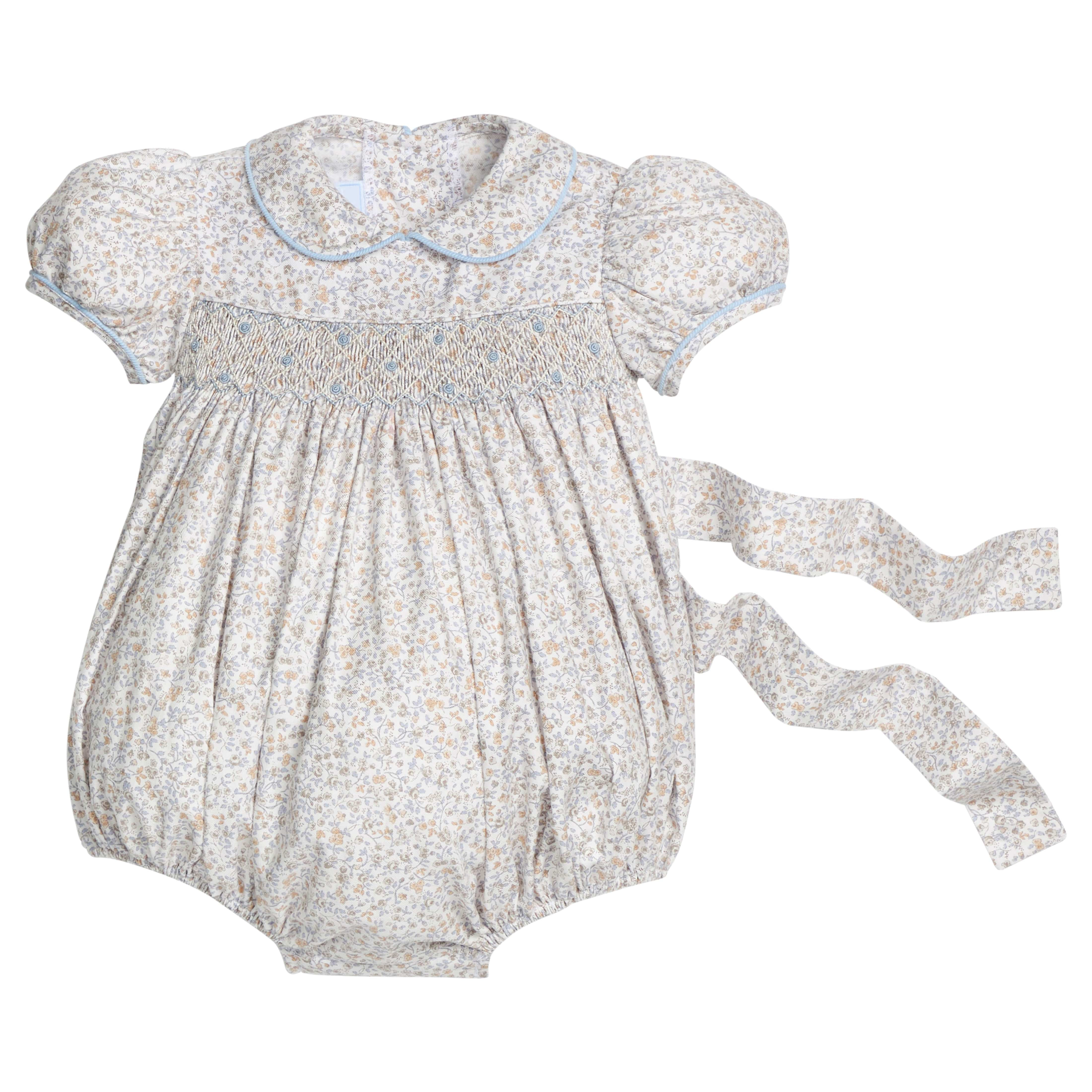 Baby Girl's Smocked Peter Pan Bubble - Winthrop Floral | Little English | Little English