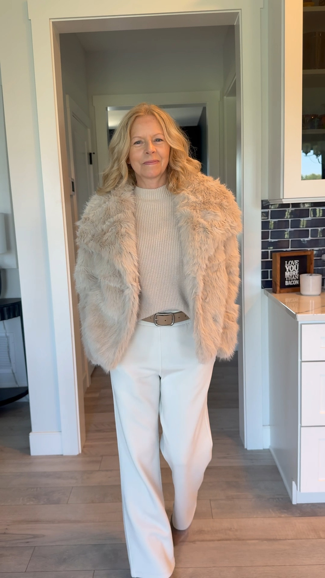 Fall doesn’t have to be about dark colors.  I’m loving this easy, neutral look for a cool fall day.  #ootd #businesscasual #cozy #wintercoat #falljacket #whattowear #fauxfur #outerwear 

#LTKOver40 #LTKWorkwear #LTKStyleTip