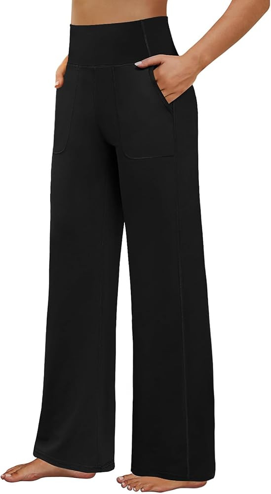 FireSwan Yoga Pants Women Wide Leg Pants High Waist Stretch Dress Loose Casual Lounge Sweatpants ... | Amazon (US)