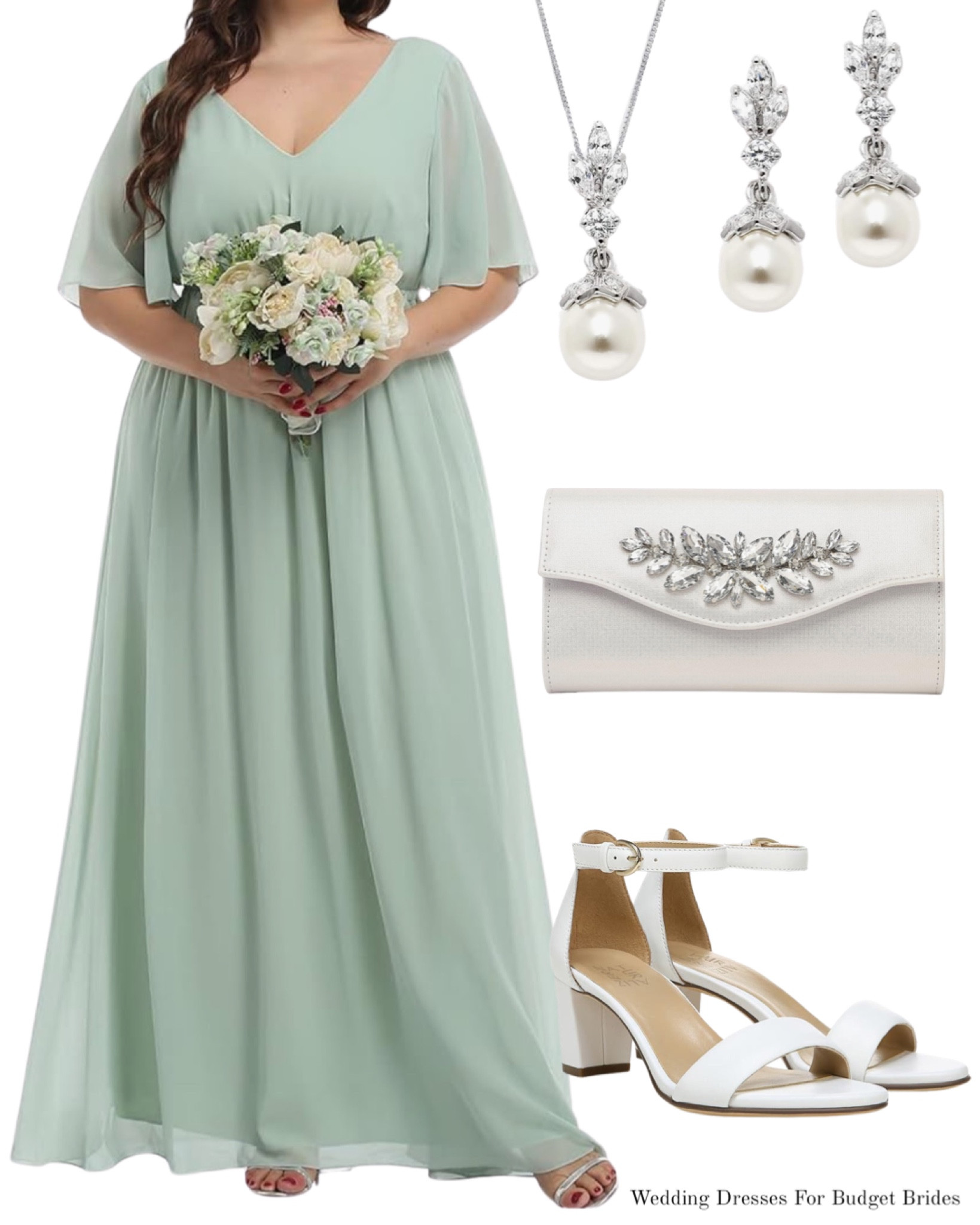 Bridesmaid outfit idea in sage green, white, and silver for a Spring or Summer wedding. 

Amazon dress. Event dress. Plus size dress. Wedding guest gown. Long wedding guest dress. Formal gowns. Black tie dress. Formal wear. Long light green dress. Amazon wedding guest dress. Maid of honor dress. Black tie gowns. Bridesmaid dress. Wedding party dress. Bridal party gown. Prom dress.

#LTKSeasonal #LTKplussize #LTKwedding