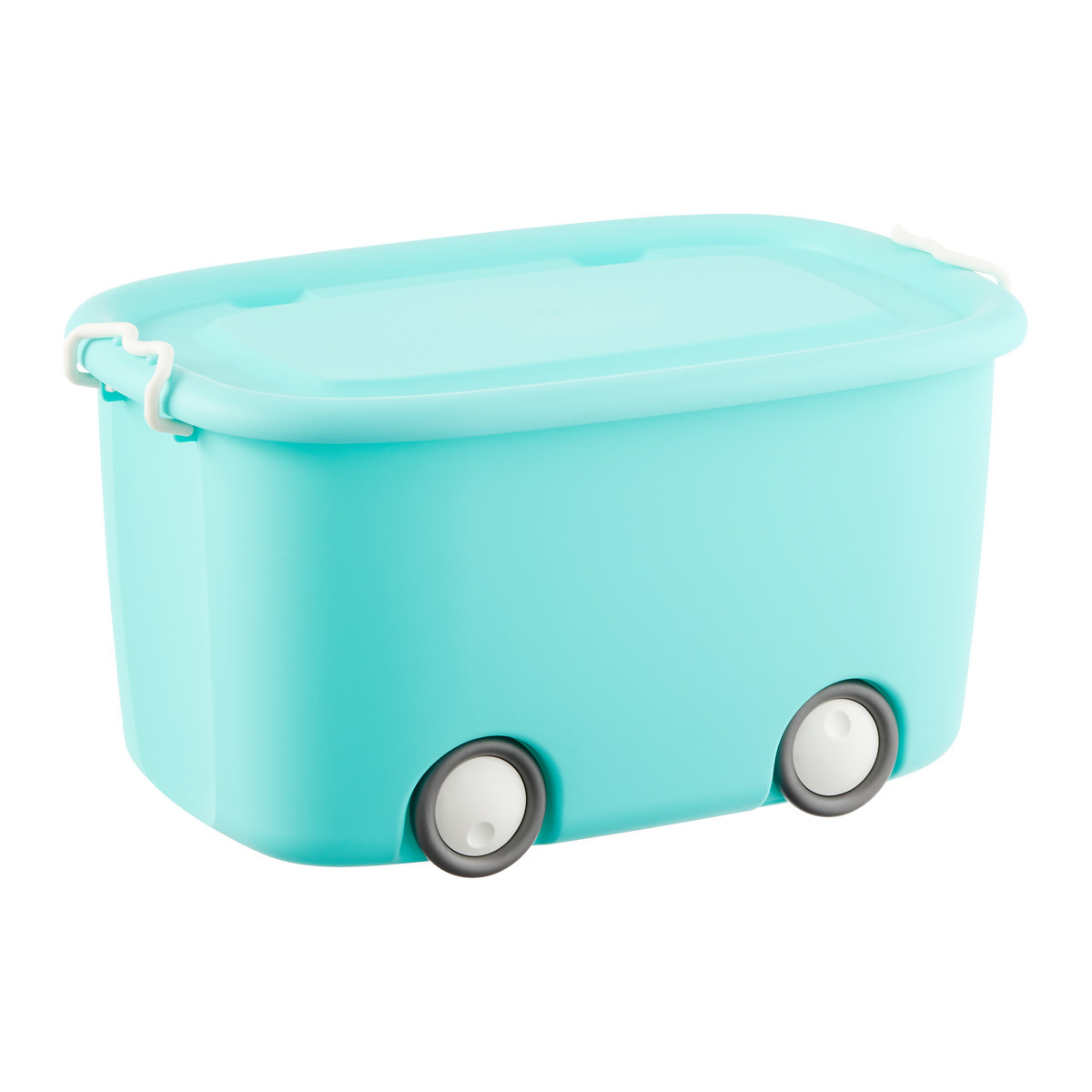 Rolling Storage Bin with Lid Aqua | The Container Store