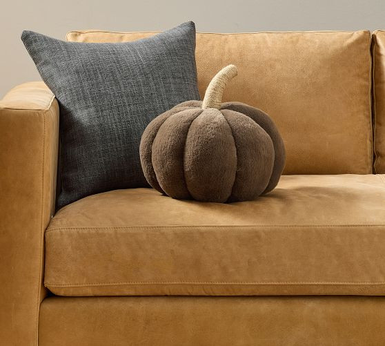 Faux Fur Pumpkin Shaped Pillow | Pottery Barn (US)