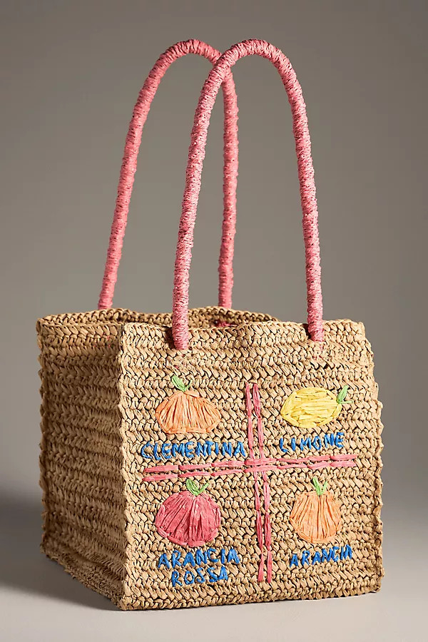 Damson Madder Raffia Fruit Tote | Anthropologie (US)