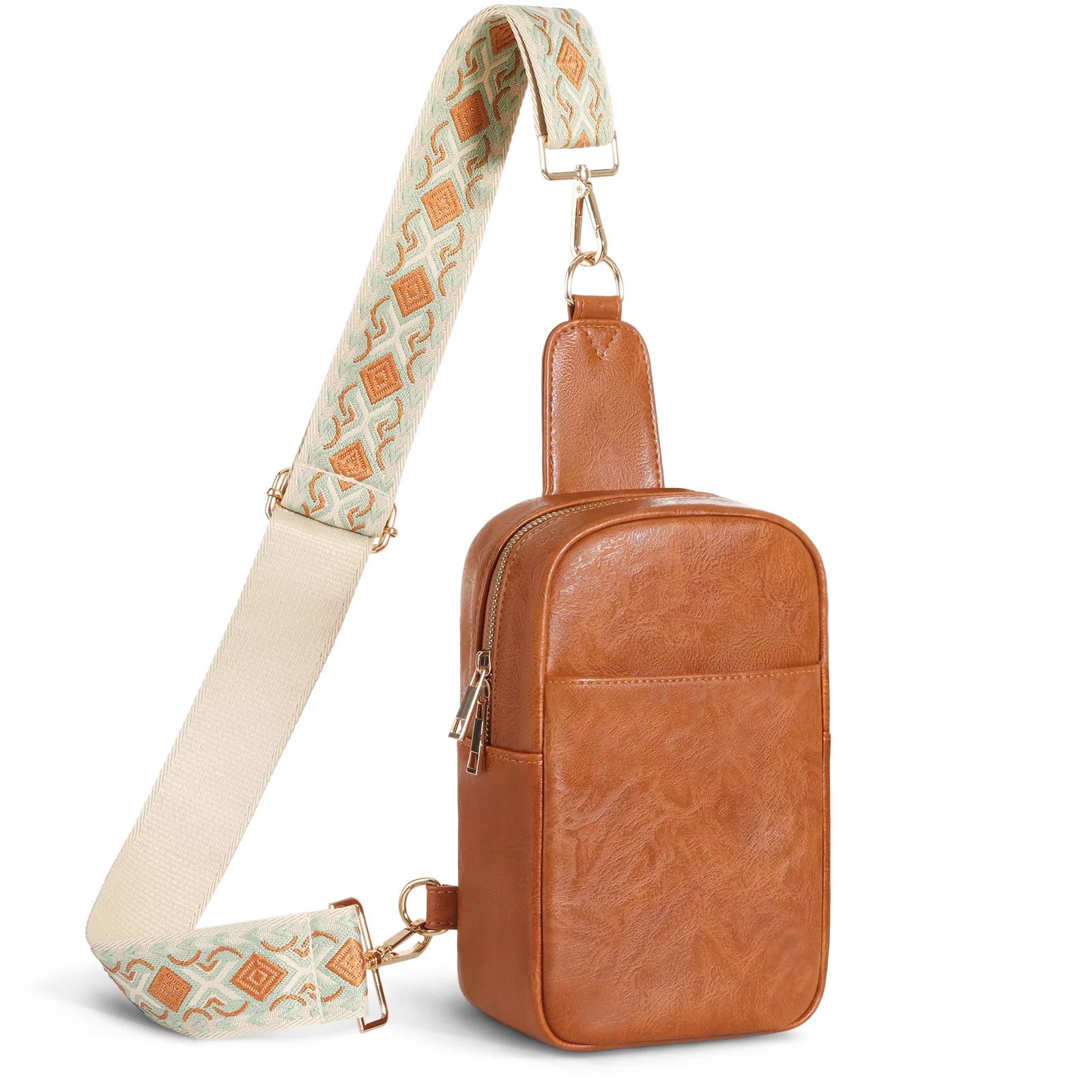 MoKo Leather Sling Bag Small Crossbody Bag for Women Men Trendy, Travel Chest Bag with Detachable... | Walmart (US)
