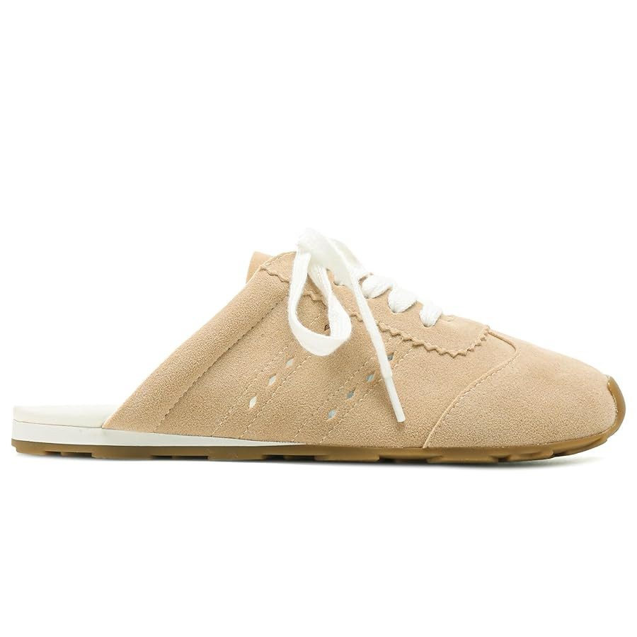 Suede Mules for Women Round Toe Lace up Slip-on Sneakers Mule Casual Backless Slide Sneakers Comf... | Amazon (US)