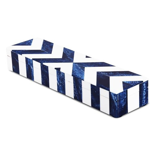 Handicrafts Home Handmade Chevron Pattern Decorative Box - Storage Organizer, Decor Centrepiece, Memory Keepsakes, Home Decor - Boho Style Treasure Box, Multipurpose Gift - Blue, 10x2.5x1.5 | Amazon (US)