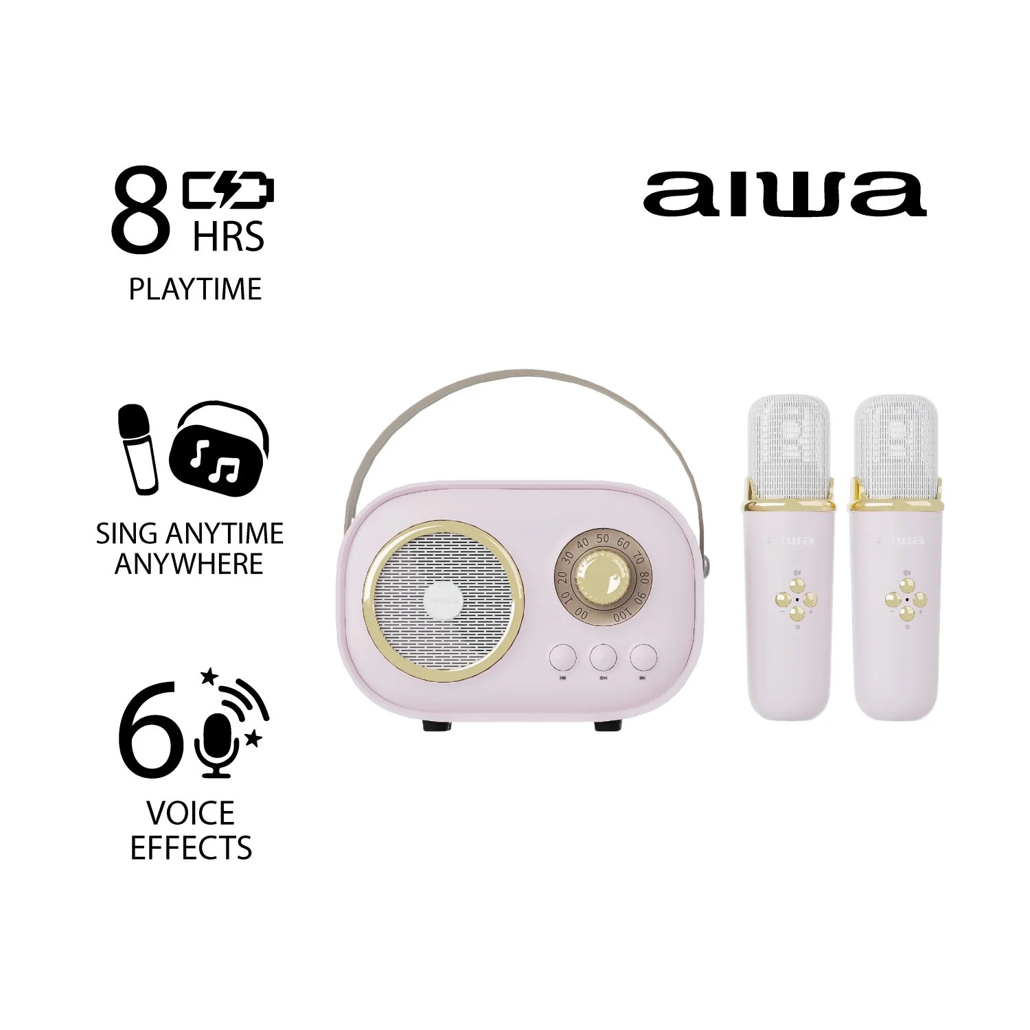 Aiwa Retro Wireless Karaoke Speaker, Light Pink, AI6028-LPNK | Walmart (US)