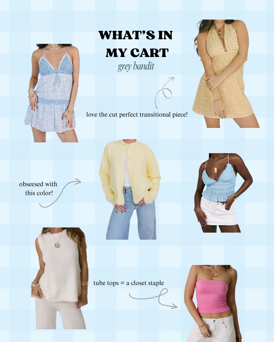 what’s currently in my cart from grey bandit 
size small/medium in all their pieces! 
#ootd #outfitinspo #outfitideas #summerstyle

#LTKFindsUnder100 #LTKSeasonal #LTKFindsUnder50