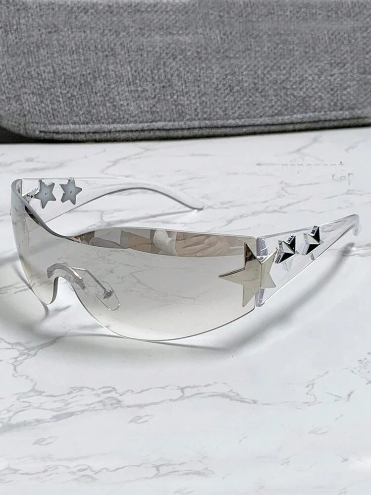 1piece Large Frame Multicolor Y2K Ladies Fashion Glasses, Sporty Fashion Star Glasses,Fashion Eye... | SHEIN