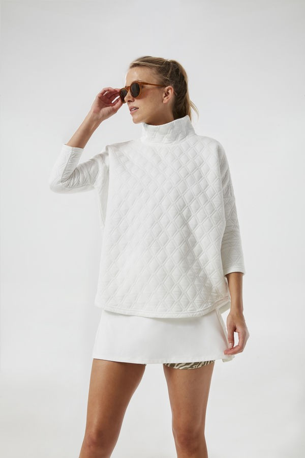 White Quilted Funnel Pullover | Tuckernuck (US)
