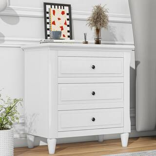 Polibi Modern White 3-Drawer Exquisite Solid Wood Cabinet Nightstand (28.1 in. H x 27.9 in. W x 1... | The Home Depot
