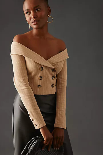 By Anthropologie Off-The-Shoulder Blazer Top | Anthropologie (US)