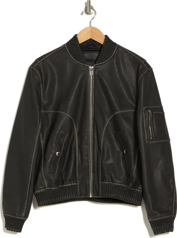 BLANKNYC Distressed Faux Leather Bomber Jacket | Nordstromrack | Nordstrom Rack