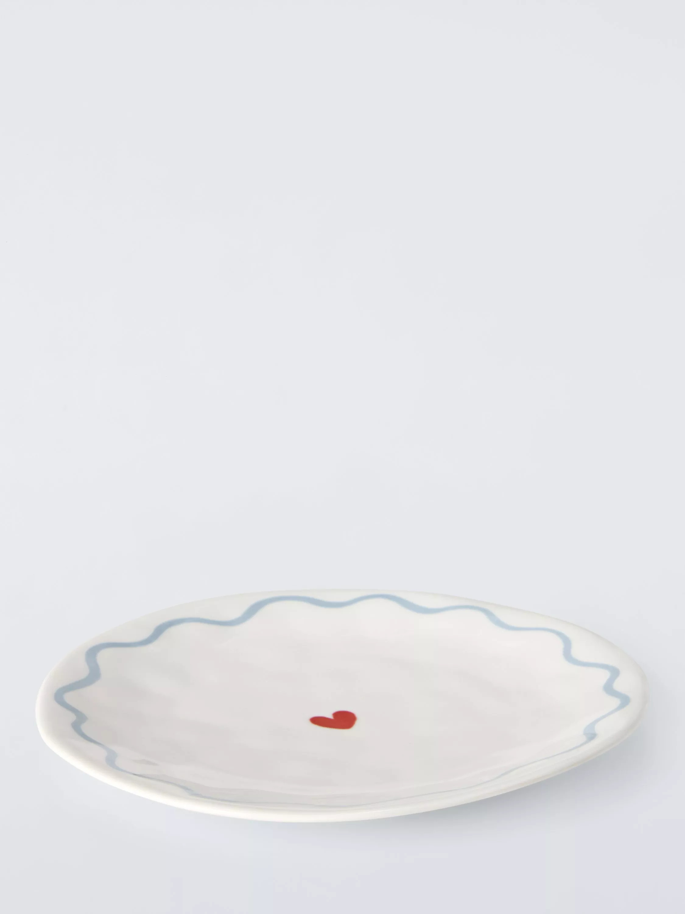 John Lewis Flora Wiggle Heart Fine China Side Plate, 20cm, White/Blue | John Lewis (UK)