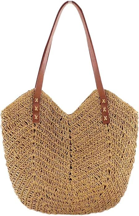 Beach summer straw clutch purse for women crossbody hand woven natural chic shoulder Bag | Amazon (CA)