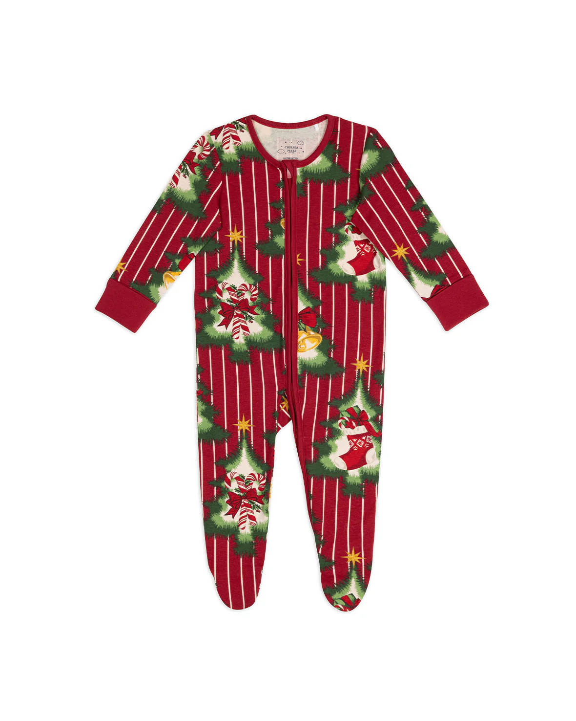 Baby Organic Cotton Christmas Tree Stripe Sleepsuit | Chelsea Peers NYC