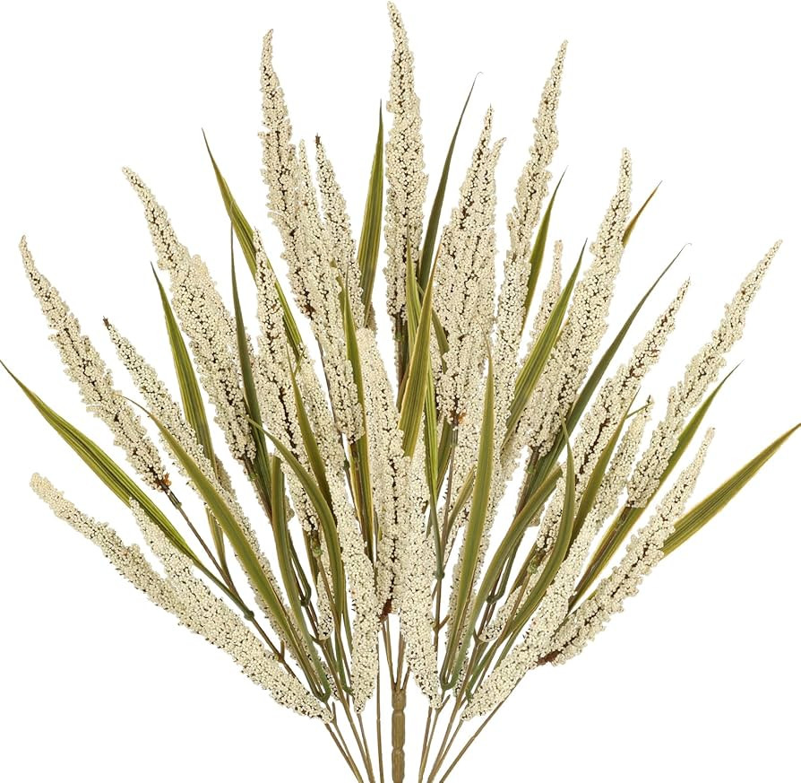 Briful 3 Pack Artificial Grain Ear Stems 16.1in Faux White Wheat Foliage Spray Fall Floral Stems ... | Amazon (US)