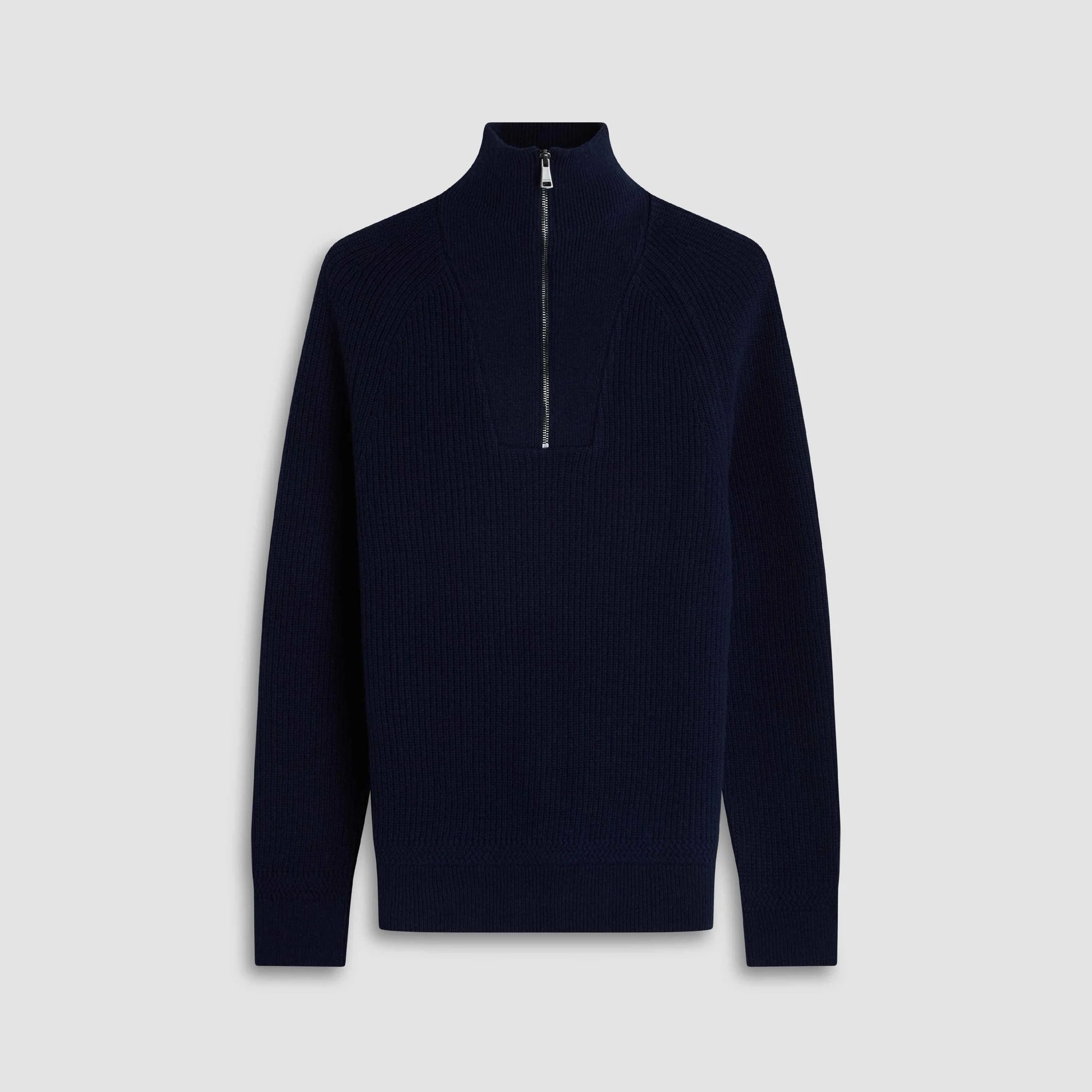 Fisherman's Rib Quarter Zip Mock Neck Sweater | Bugatchi