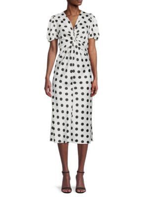 Renee C. Polka Dot Twisted Midi Dress on SALE | Saks OFF 5TH | Saks Fifth Avenue OFF 5TH