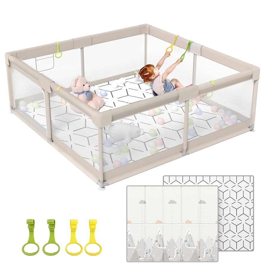 ZEEBABA Baby Playpen with Mat, Playpen for Babies (59x59x27inch), Kids Safety Play Pen for Babies... | Amazon (CA)