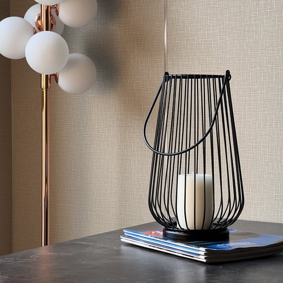 Mainstays 12" Black Metal Wire Candle Holder Lantern, Large | Walmart (US)