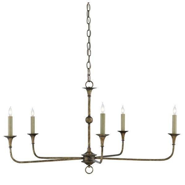 Nottaway Pyrite Bronze Five-Light Chandelier | Bellacor