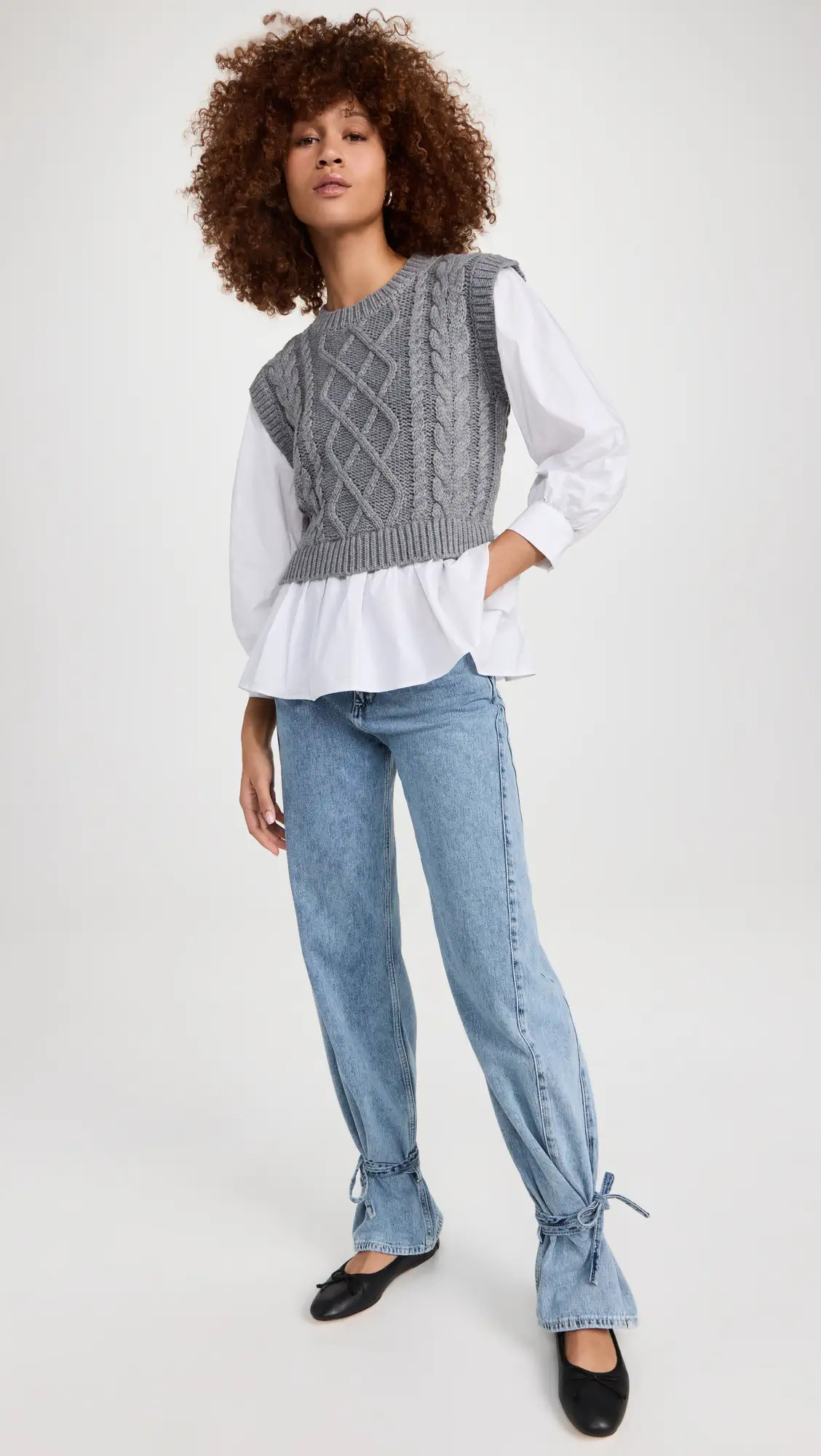 English Factory Mixed Media Cable Detail Sweater | Shopbop | Shopbop