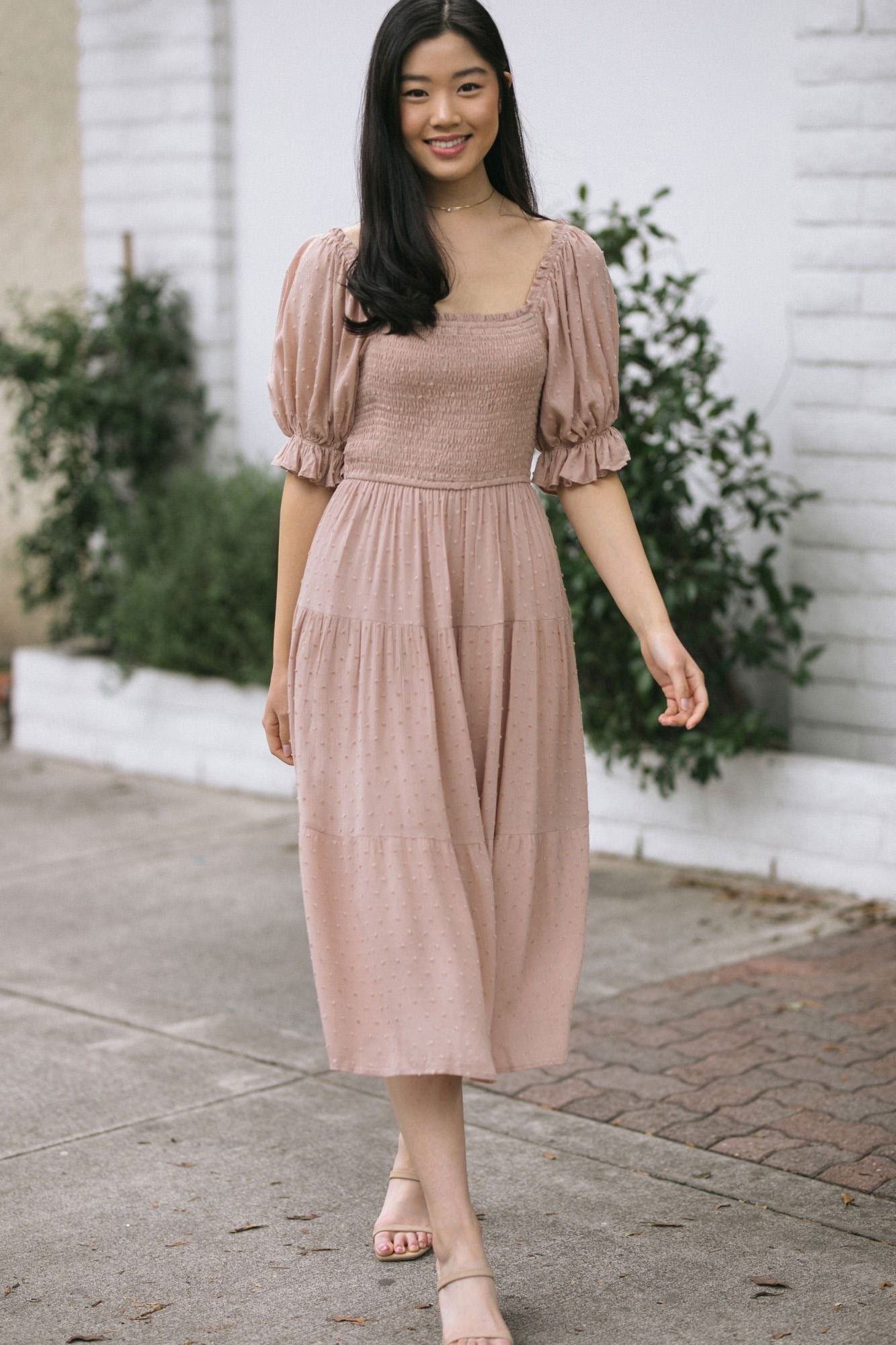 Madison Dotted Midi Dress | Morning Lavender