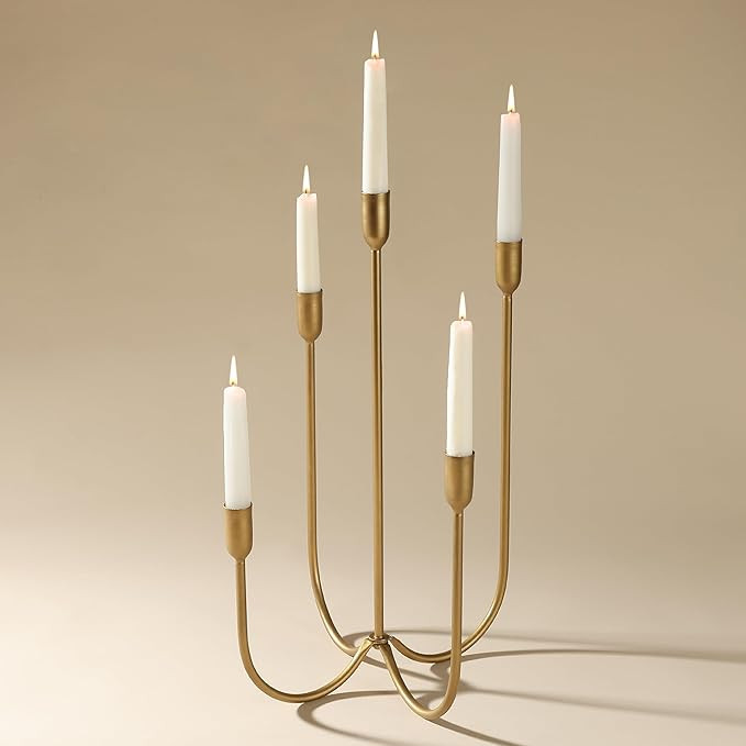 Perfnique 5-Candle Iron Candelabra, 17 Inch Antique Brass Gold Candle Holder, Hand-Forged Cast Go... | Amazon (CA)