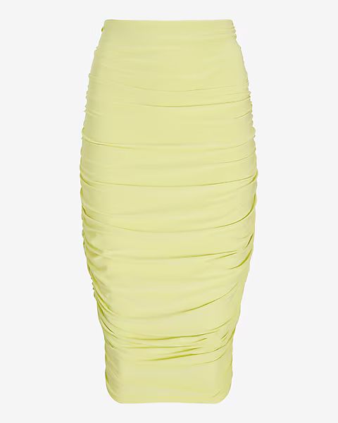 Matte Jersey Ruched Midi Skirt | Express